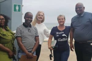 Mbali Dlamini, KDM manager of beaches Mongeli Yengwa, Melanie Manson, Bev Mileham and ED Siyabonga Khanyile.