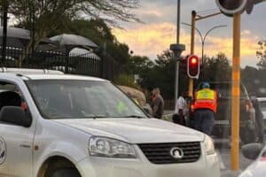 The scene of the shooting in Bedfordview where a man was shot and killed during rush-hour traffic.