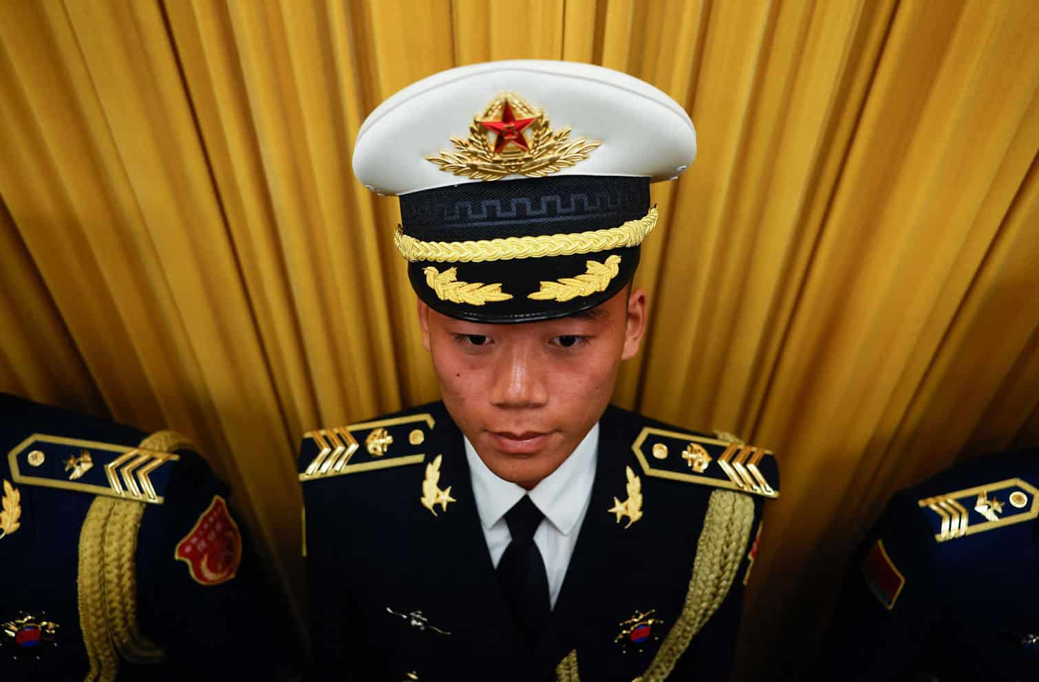 A Chinese People's Liberation Army (PLA) honour guard