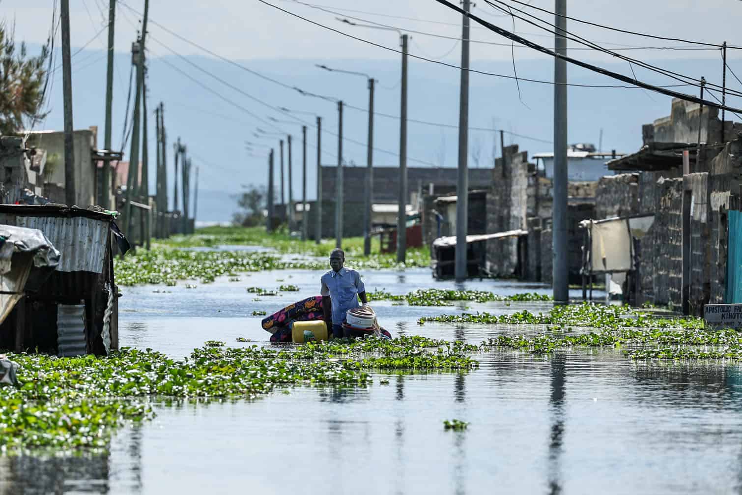 People displaced by floods and backflow from Lake Naivasha in Kenya