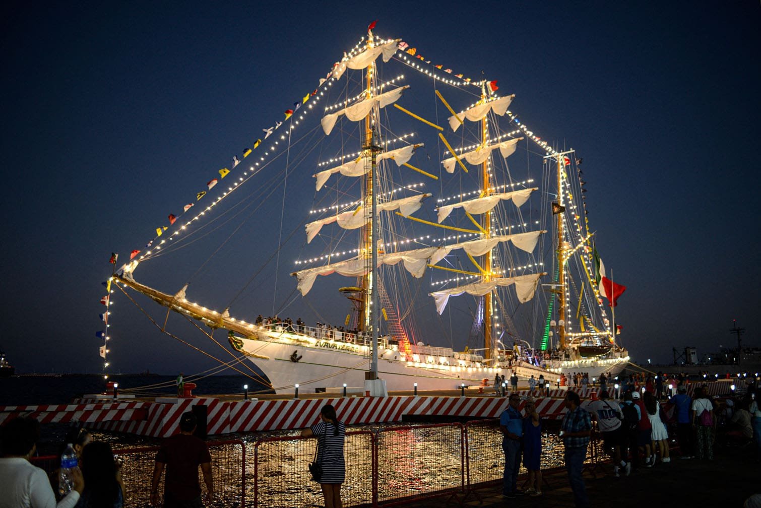 People visit the Cuauhtemoc training ship