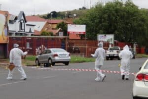 The forensics team worked for hours collecting evidence.