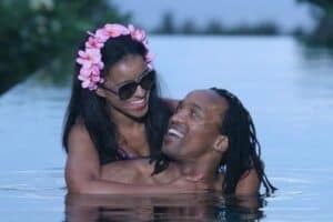 Odwa Ndungwane and his wife, Kgomotso in a lake