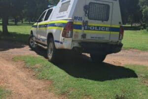 Police on the scene where the dog was shot.