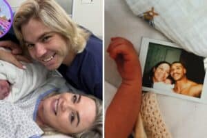 Springbok Faf de Klerk with wife mine and new baby girl Yuke; Edwill van der Merwe baby son