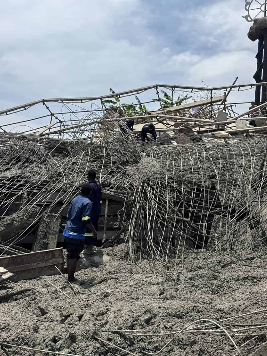 Rescue teams are on site amid voice notes from survivors at Redcliffe temple collapse. Picture: Rusa