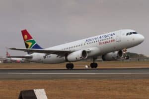 SAA A320 takes off