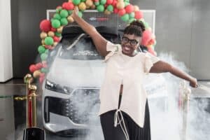 Lucky car winner Caroline Ndungwana, from Tembisa, celebrates, 18 December 2025, as she collects her brand new Chery Tiggo Cross HEV Elite valued at R440 000 which she won in a Citizen competition, at the Chery Northcliff dealership. Ndungwana won the vehicle after subscribing to The Citizen email newsletter. Picture: Michel Bega/The Citizen