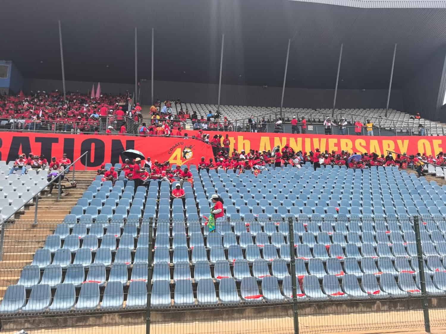 Cosatu members at Dobsonville stadium in Soweto, 7 December2025, for the federation’s 40th anniversary rally. Picture: Nigel Sibanda/ The Citizen