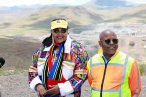 Minister Pemmy Majodina and Lesotho Minister Mohlomi Moleko