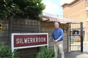 Ward councillor Tim Denny outside Silwerkroon flats.