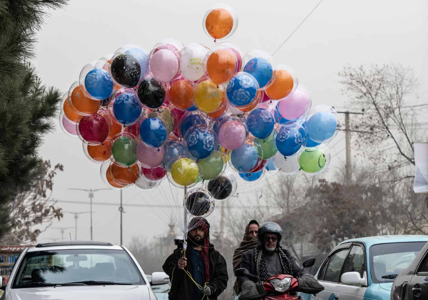 An Afghan balloon vendor