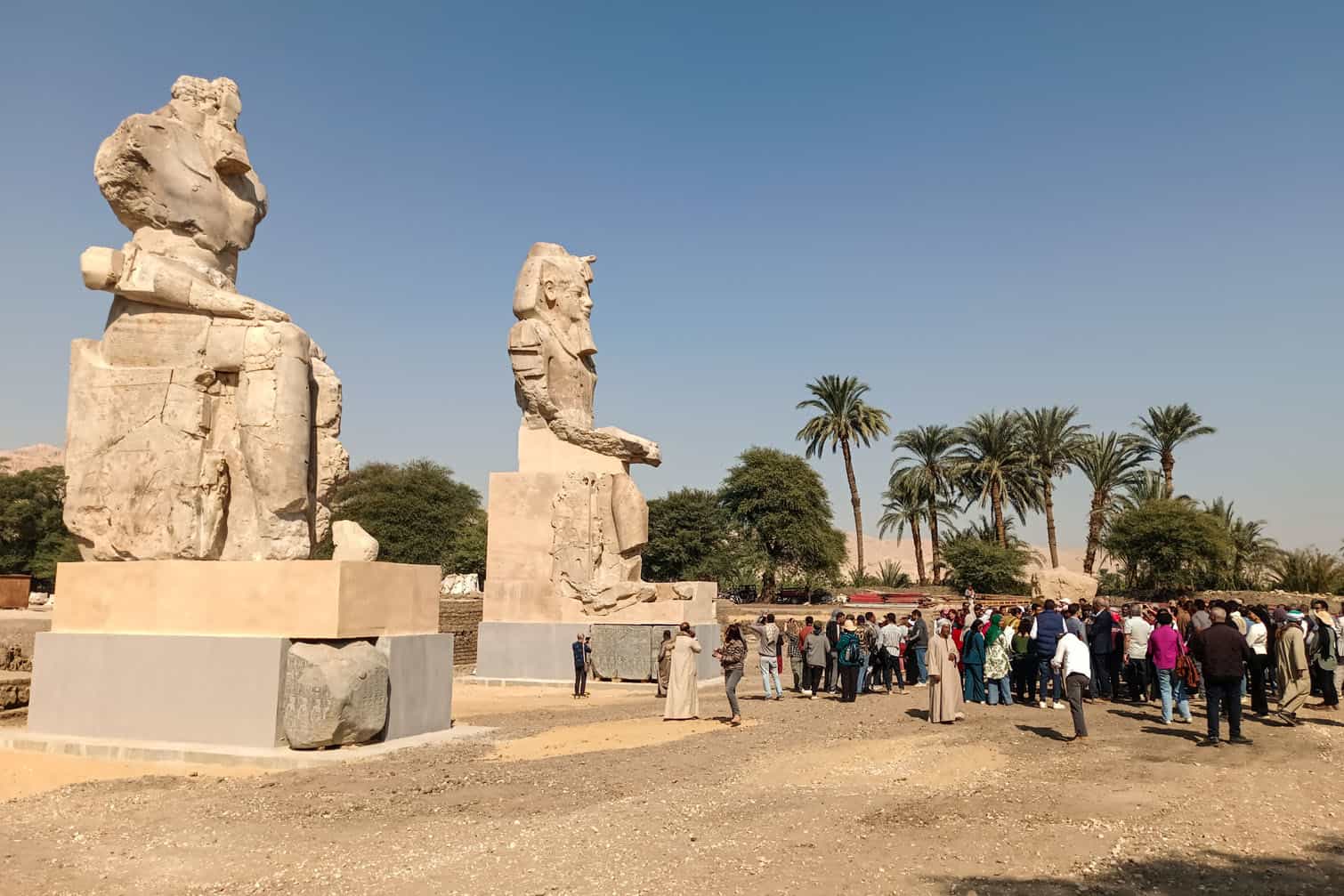 Colossal statues of Amenhotep III re-erected at Luxor temple