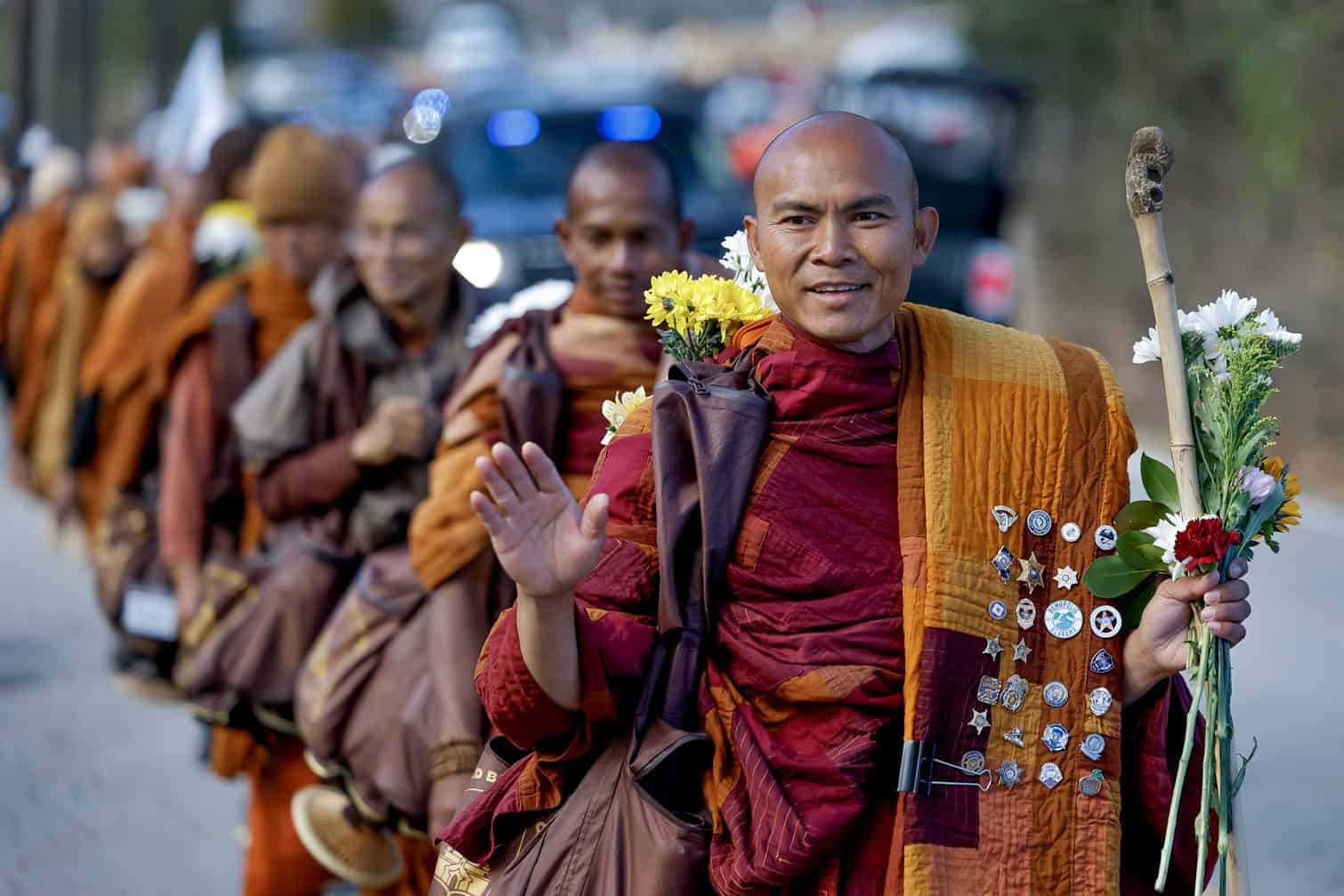 Buddhist monks continue pilgrimage