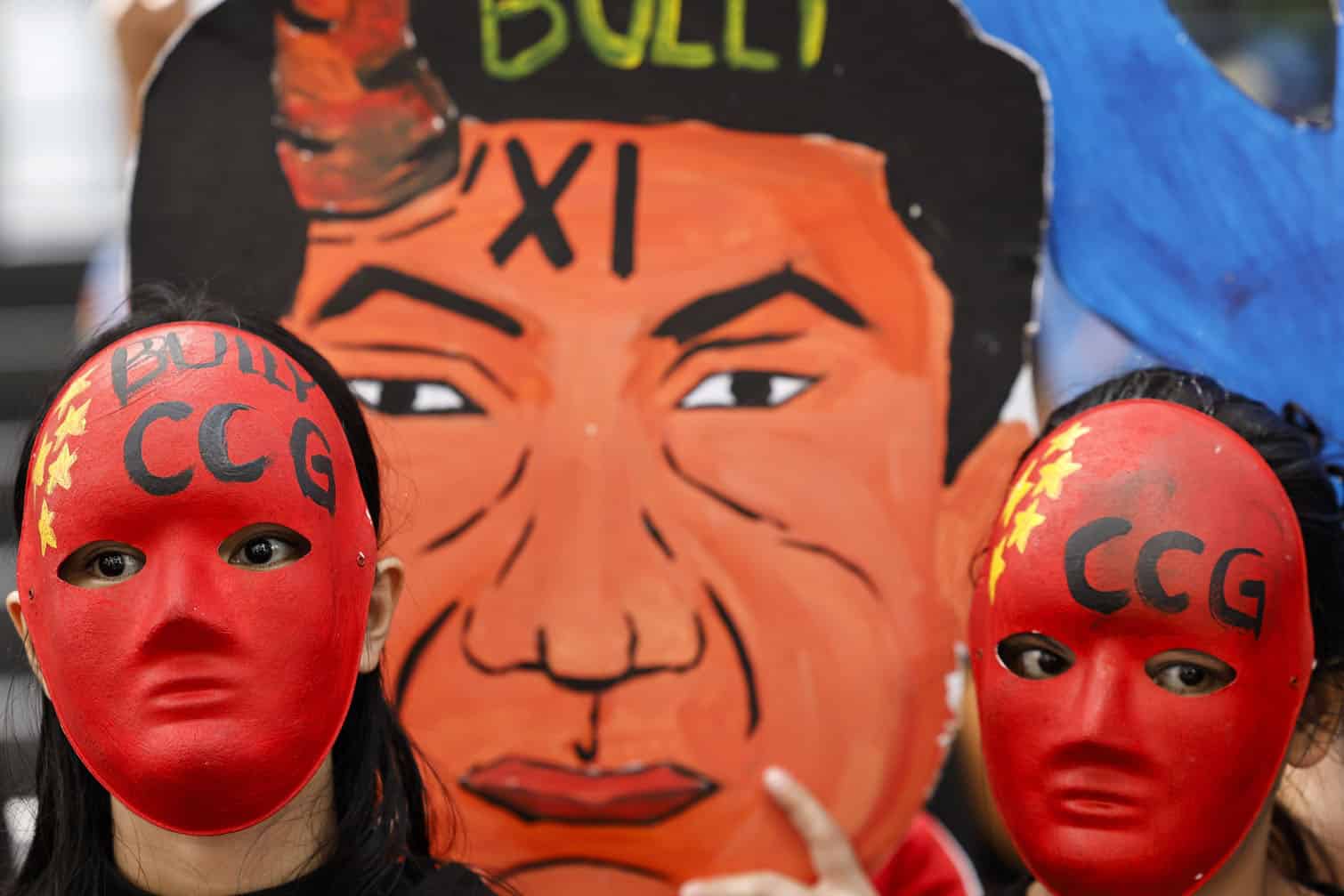 Protest outside the Chinese consulate in Metro Manila on disputed areas of South China Sea