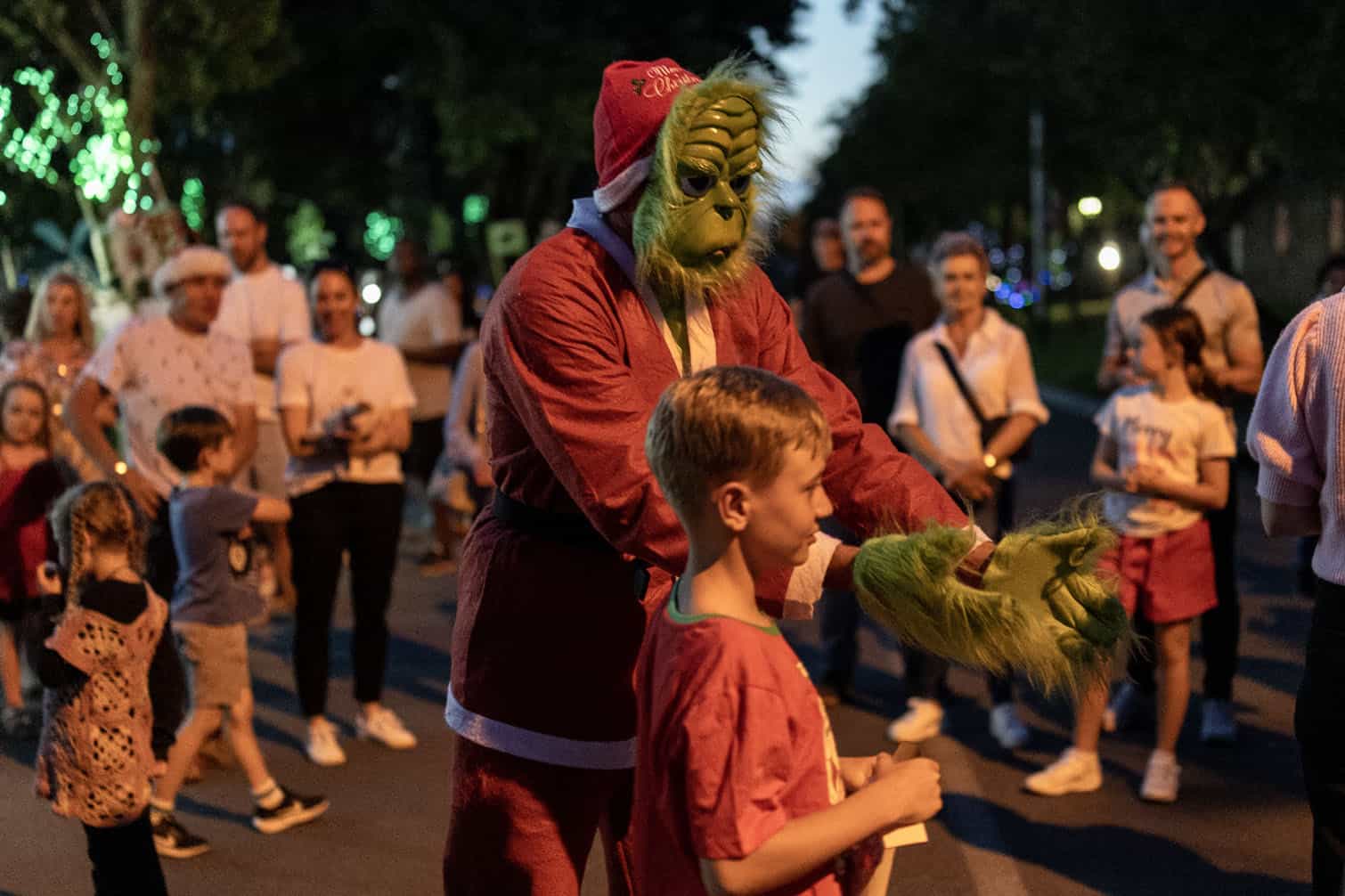 A man dressed as the Grinch