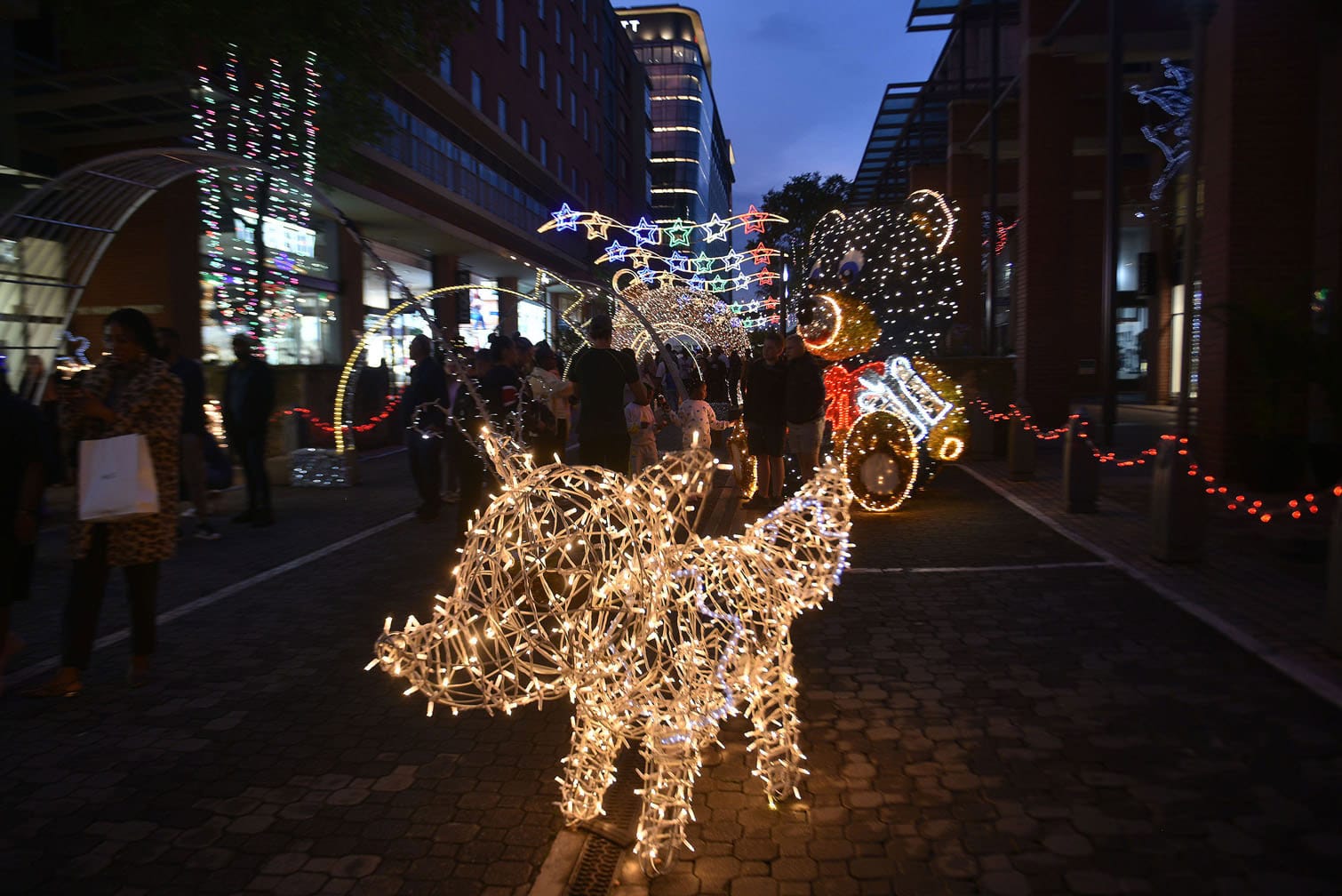 Christmas decorations at Melrose Arch