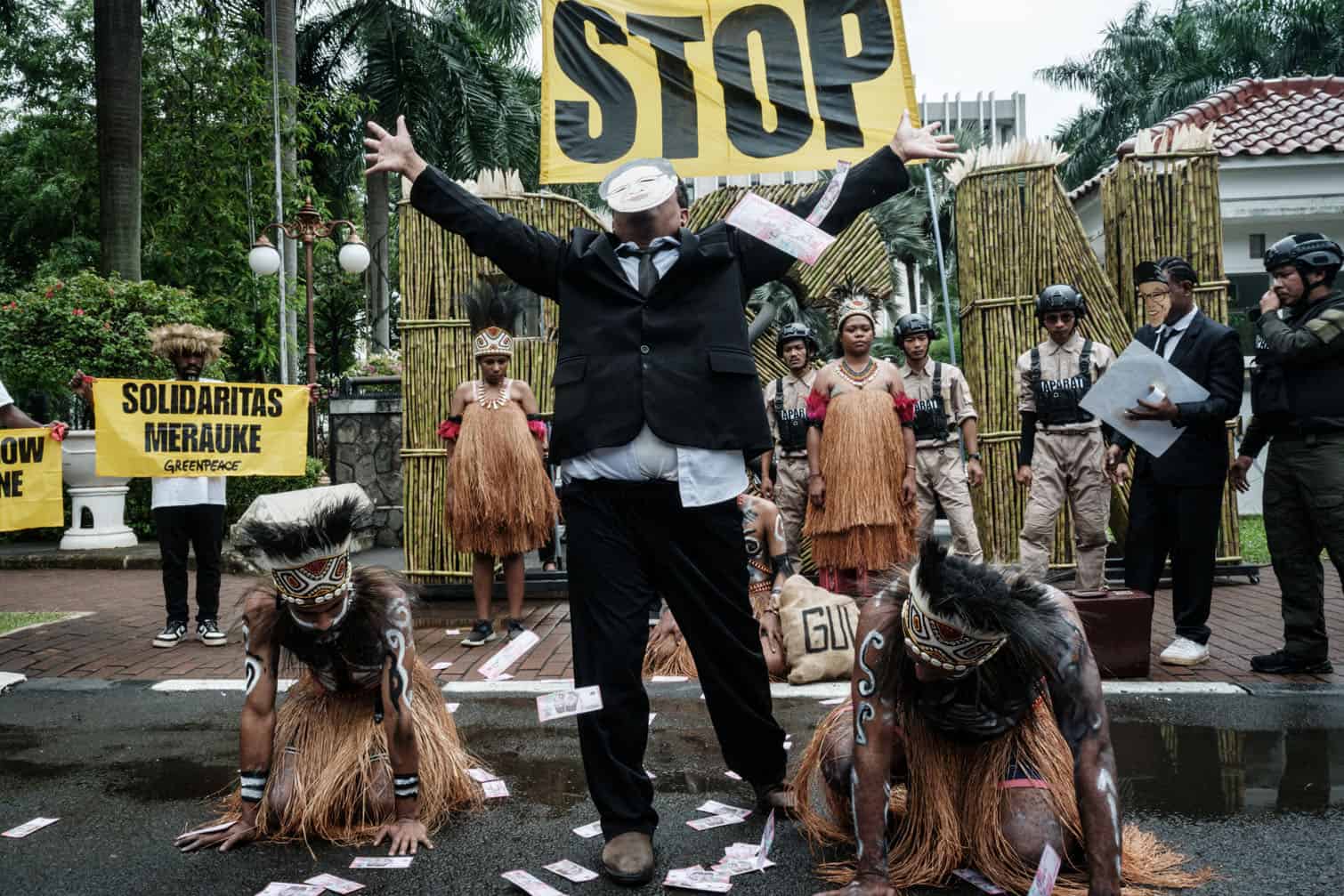 Members of Greenpeace Indonesia