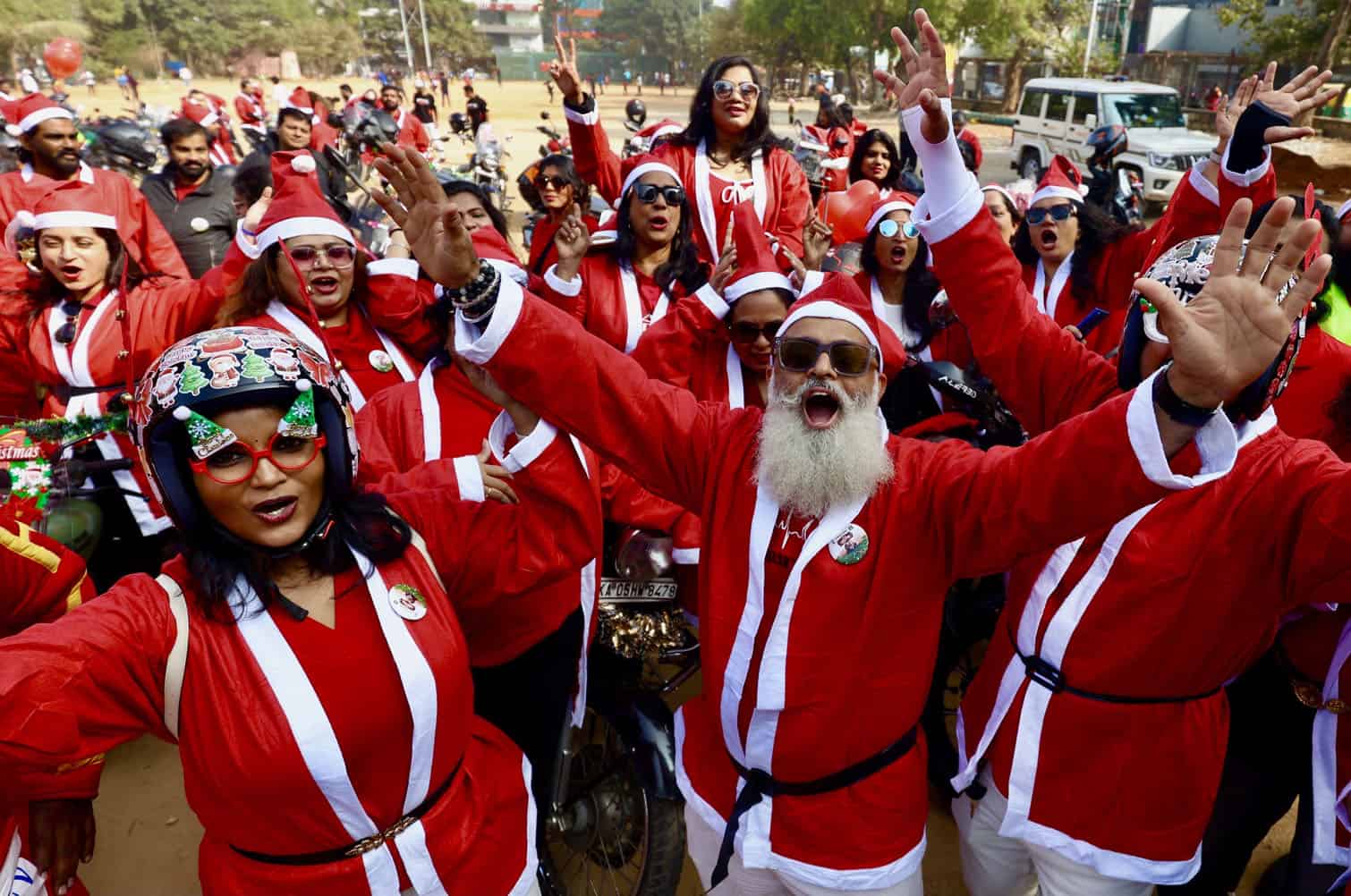 Santa Claus motorcycle parade in Bangalore