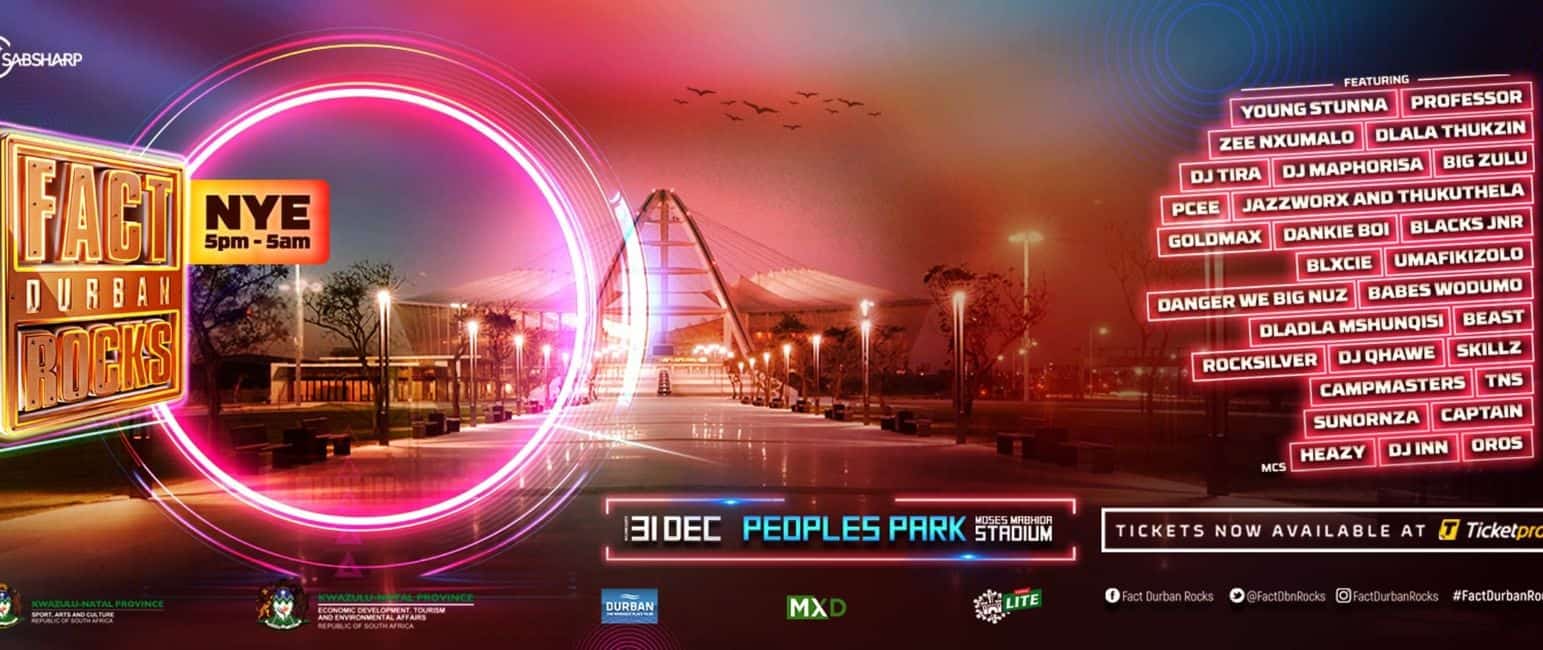 NYE 2025 New Year's eve Fact Durban Rocks party