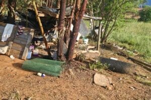 Makeshift shelters erected on the corner of Delmas Road and De Villebois Mareuil Drive.