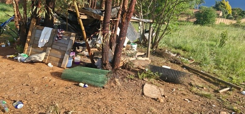 Makeshift shelters erected on the corner of Delmas Road and De Villebois Mareuil Drive.