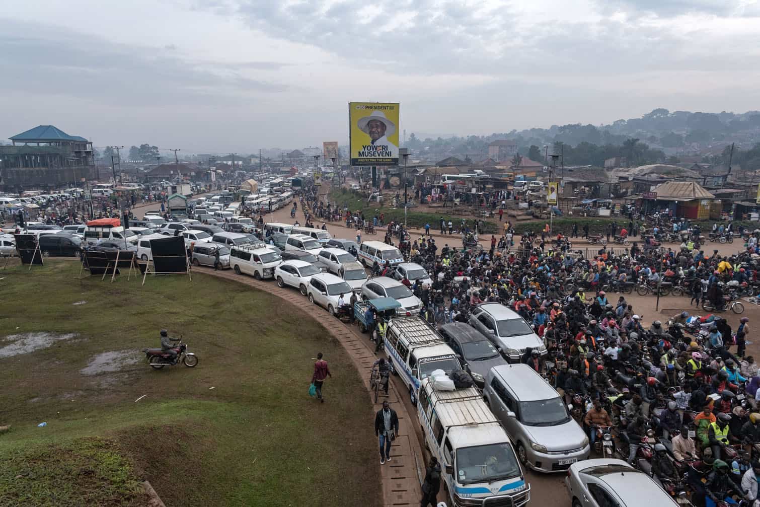A general view of a campaign billboard of Uganda's President