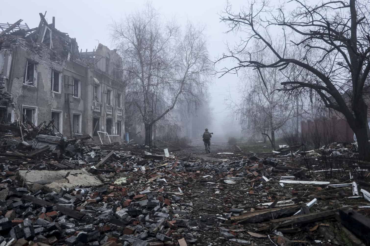 Destruction in Kostyantynivka town in Donetsk region