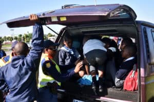 An overloaded minibus