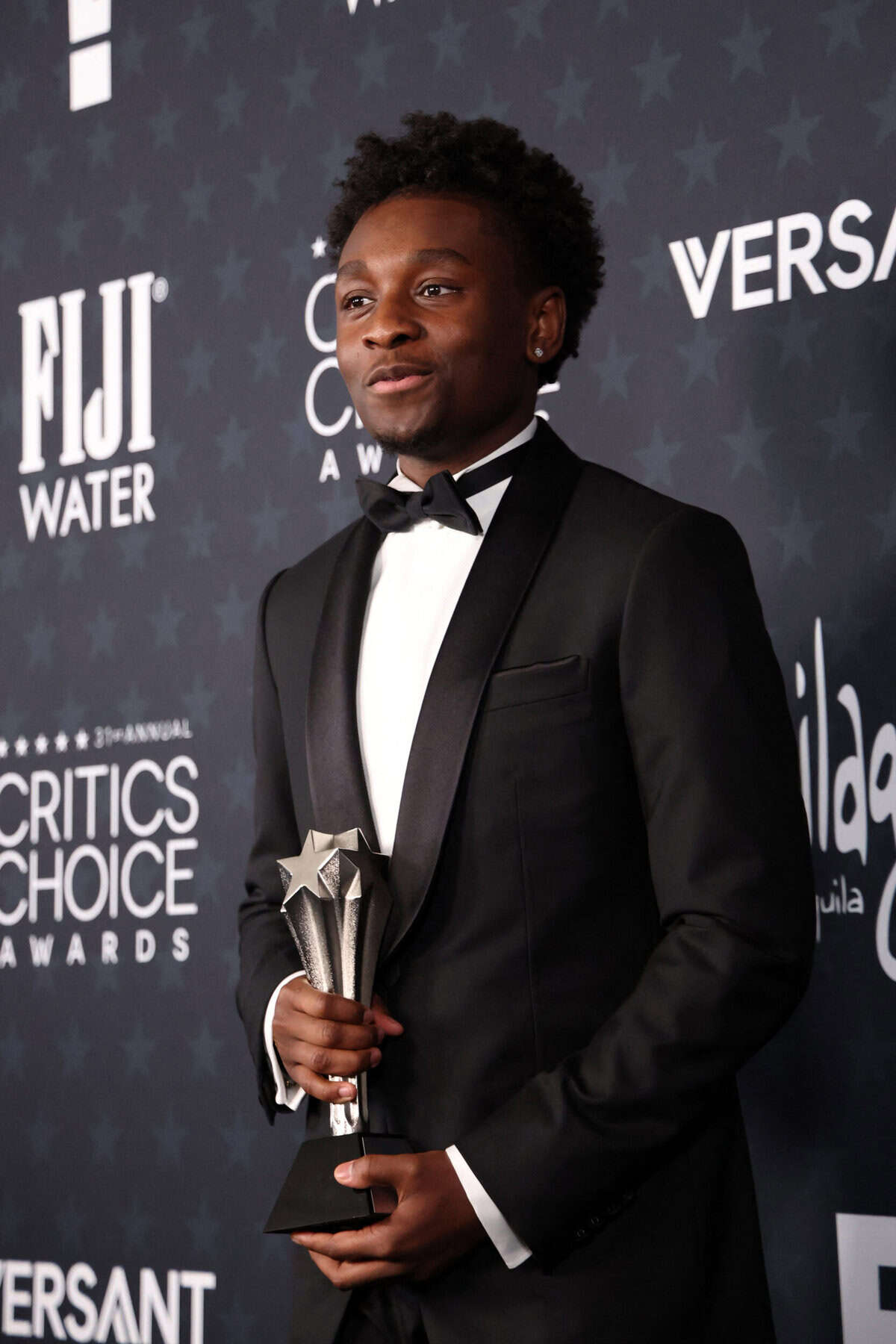 US actor Miles Caton poses in the press room with the Best Young Actor, Actress award for "Sinners" during the 31st Annual Critics Choice Awards at Barker Hangar in Santa Monica, California, on January 4, 2026. (Photo by Michael Tran / AFP)