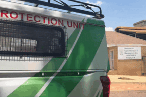 A Tshwane electricity revenue protection unit vehicle rides into Kgosi Mampuru prison.