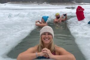 Joanna Dempsey enjoying her pre-race preparation.