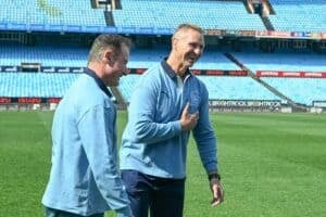 Bulls president Willem Strauss and head coach Johan Ackermann