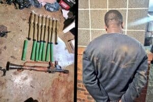 Man arrested with rocket launcher explosives Malvern Ekurhuleni