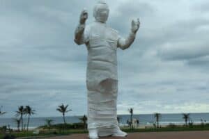 The statue of Oliver Reginald Tambo on OR Tambo Parade (formerly Snell Parade).
