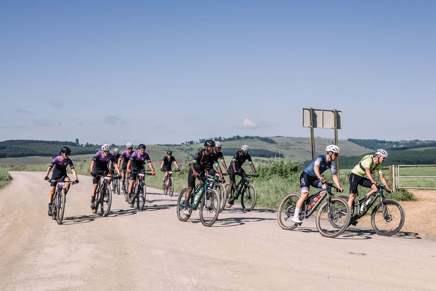 the Team Absa mountain bikers training camp