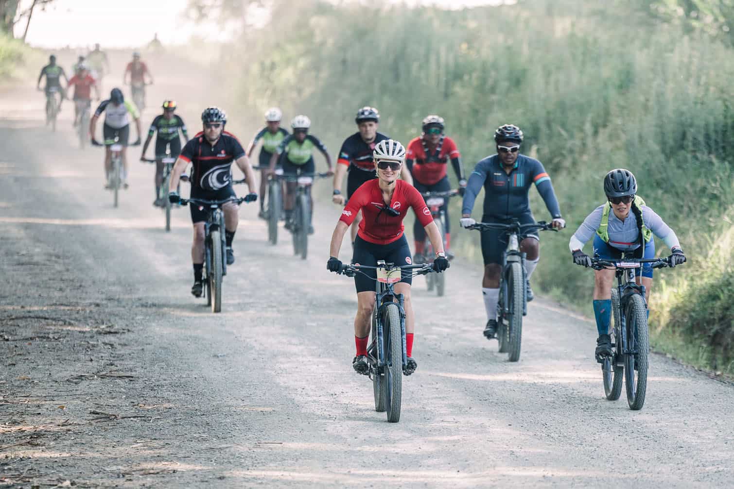 the Team Absa mountain bikers training camp