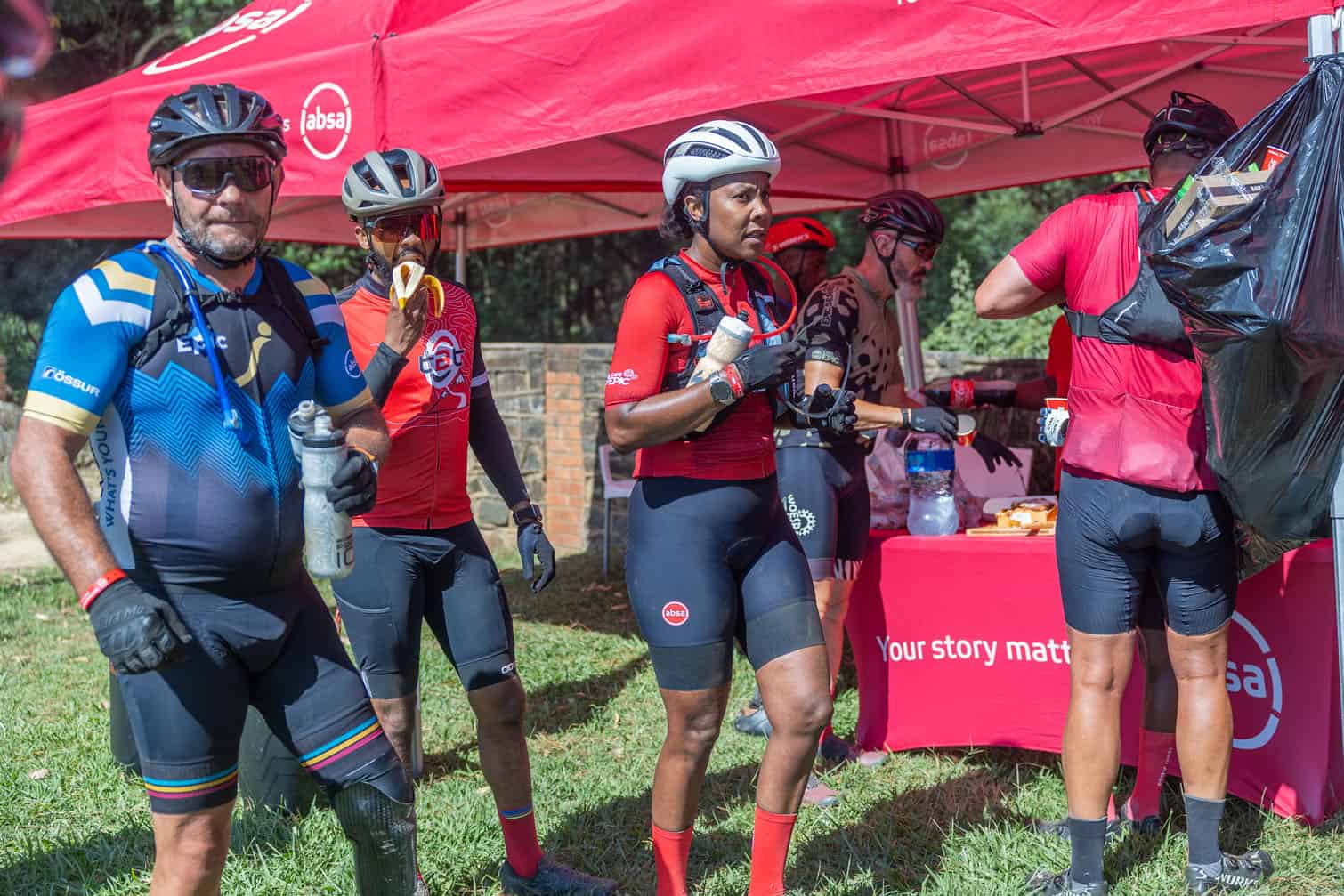 the Team Absa mountain bikers training camp