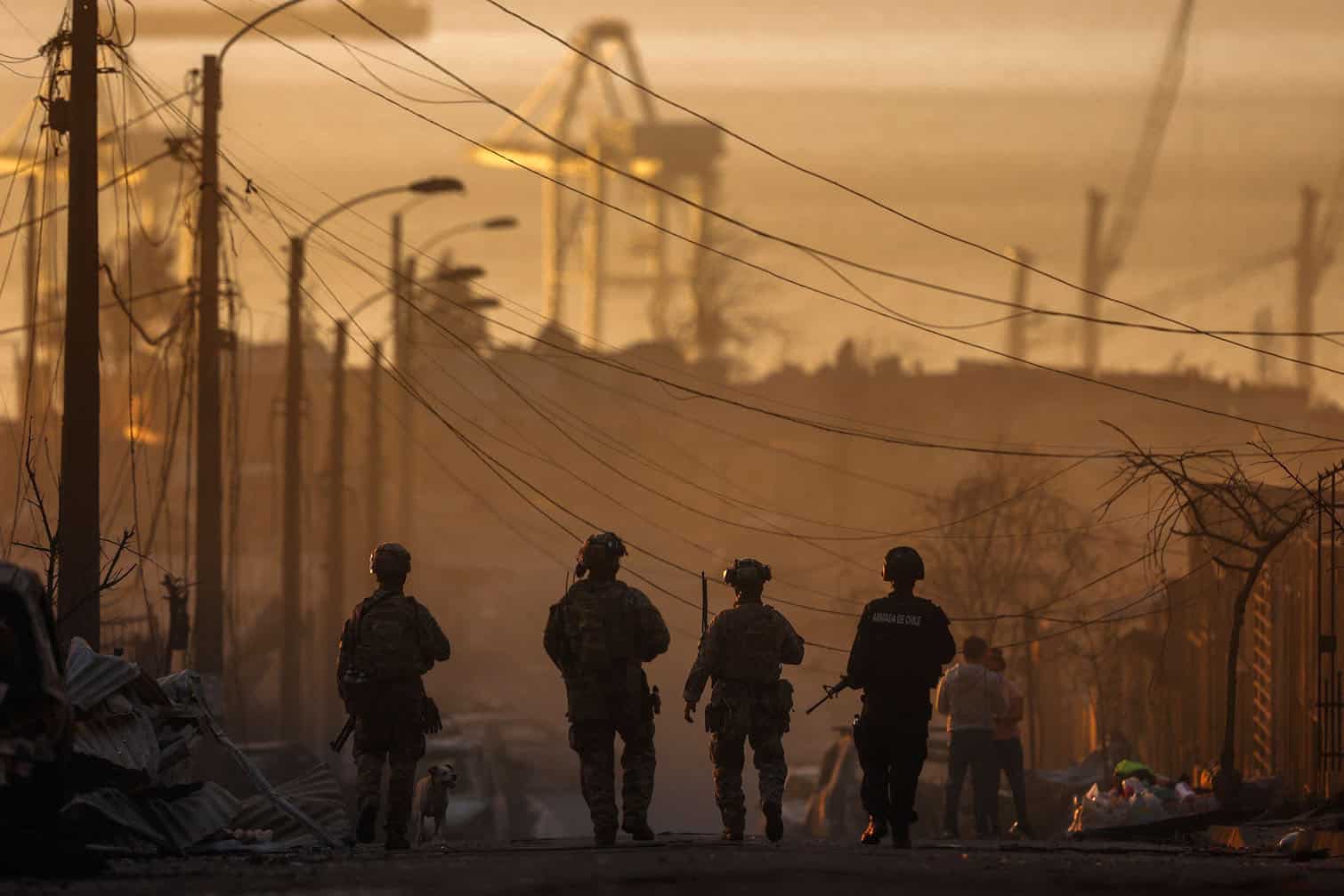 Chilean soldiers patrol