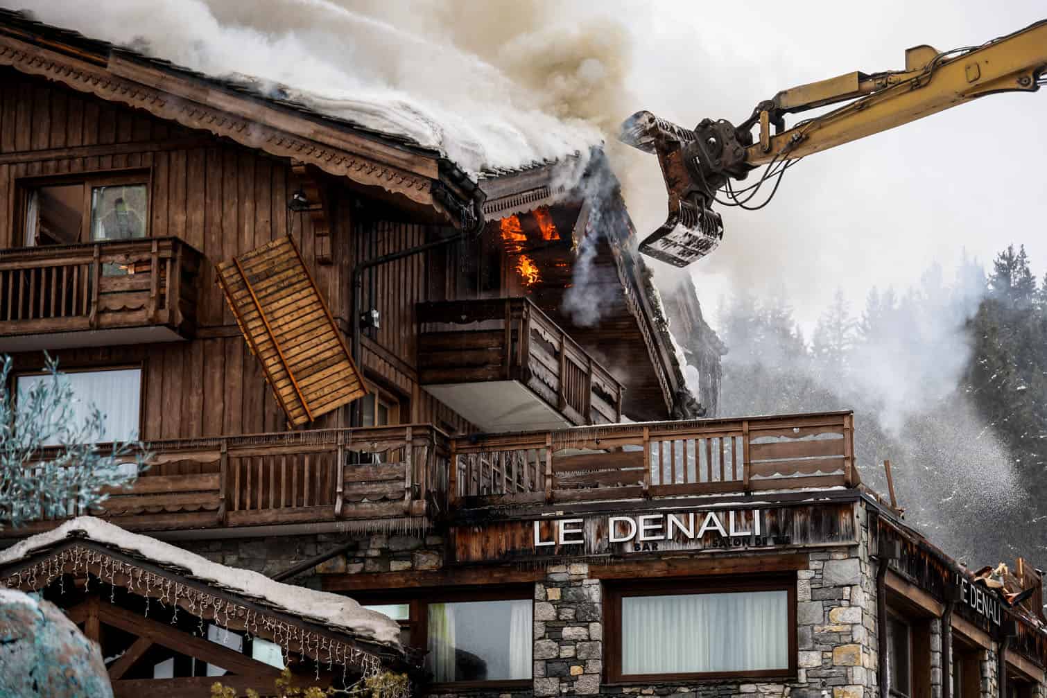 A fire rages at the Denali restaurant