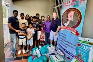 Gurrala Nagaraju, family, and friends donate essential items to the children of Hotel Homes Orphanage.
