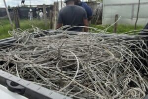 Illegal cables confiscated from the site.