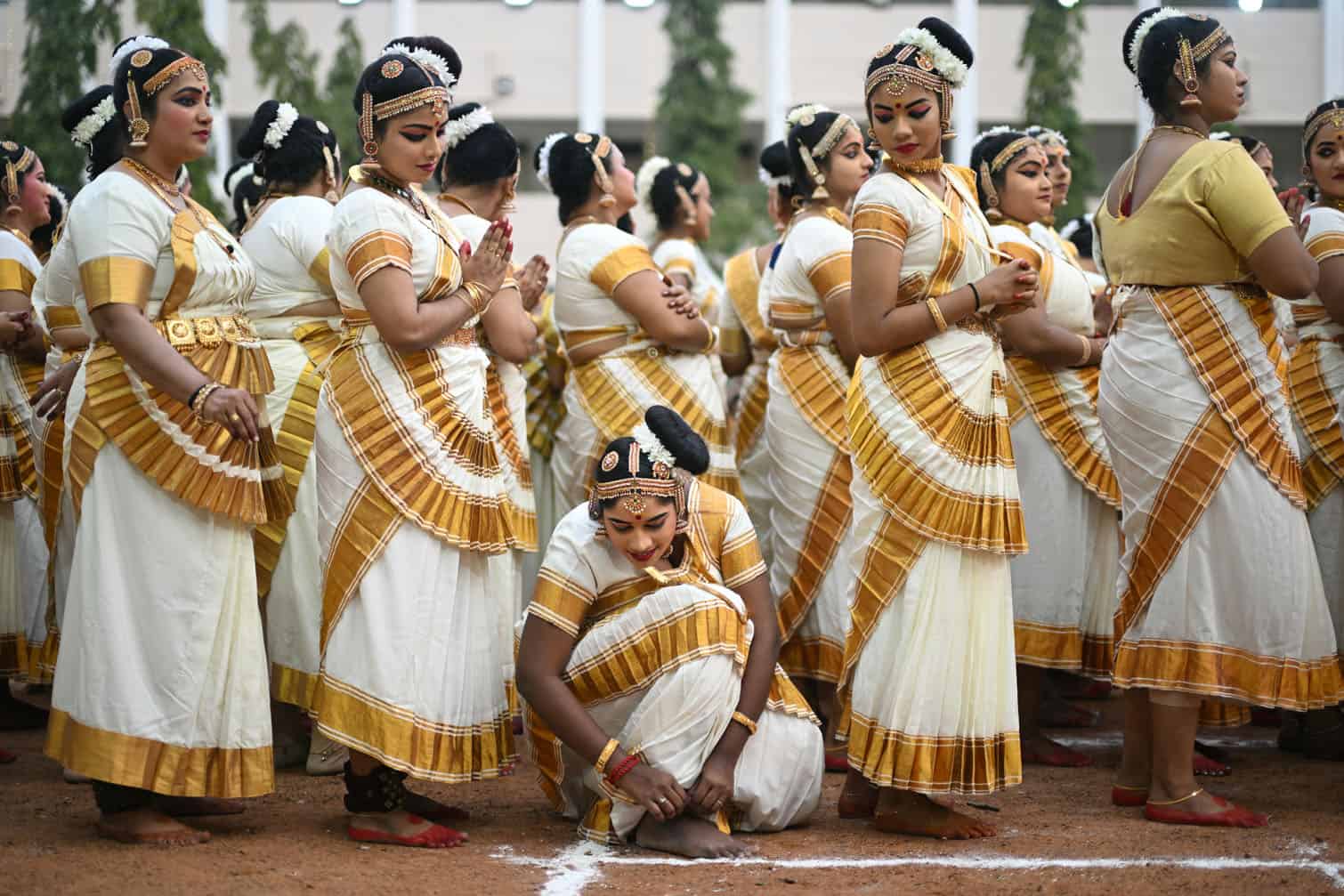 Indian artists wait to perform Mohiniyattam