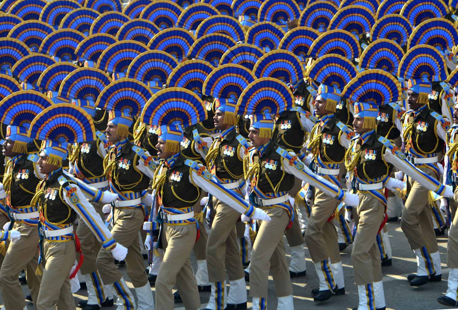 Indian soldiers march during Republic Day parade in New Delhi