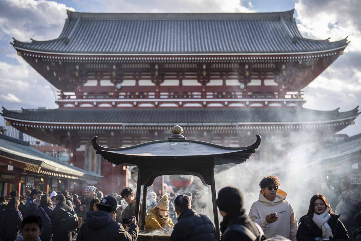 People bathe in incense smoke
