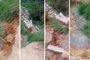 The collapsed bridge in KaNyamazane, Ward 19.