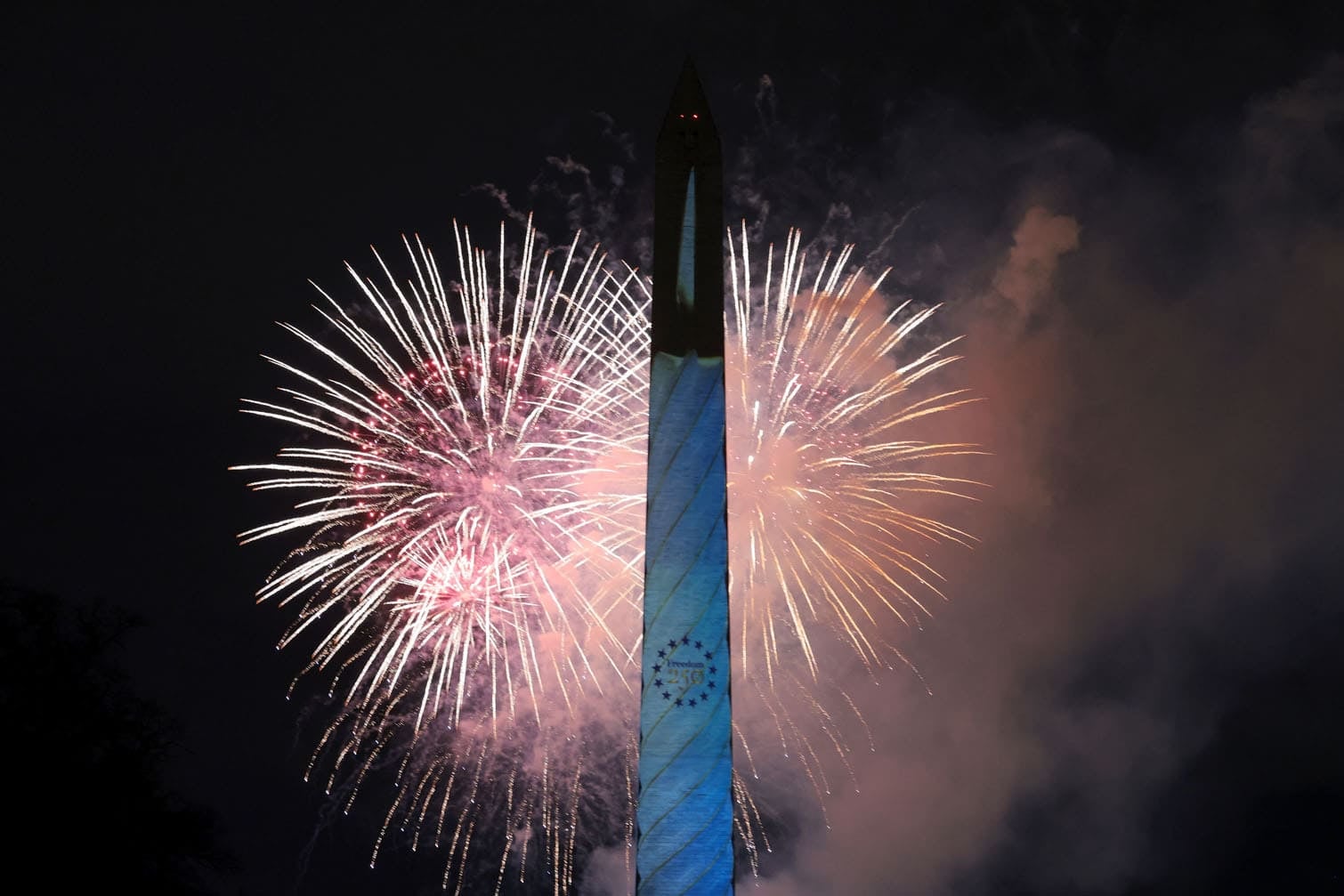 Washington Monument Illuminated For America's 250th Anniversary