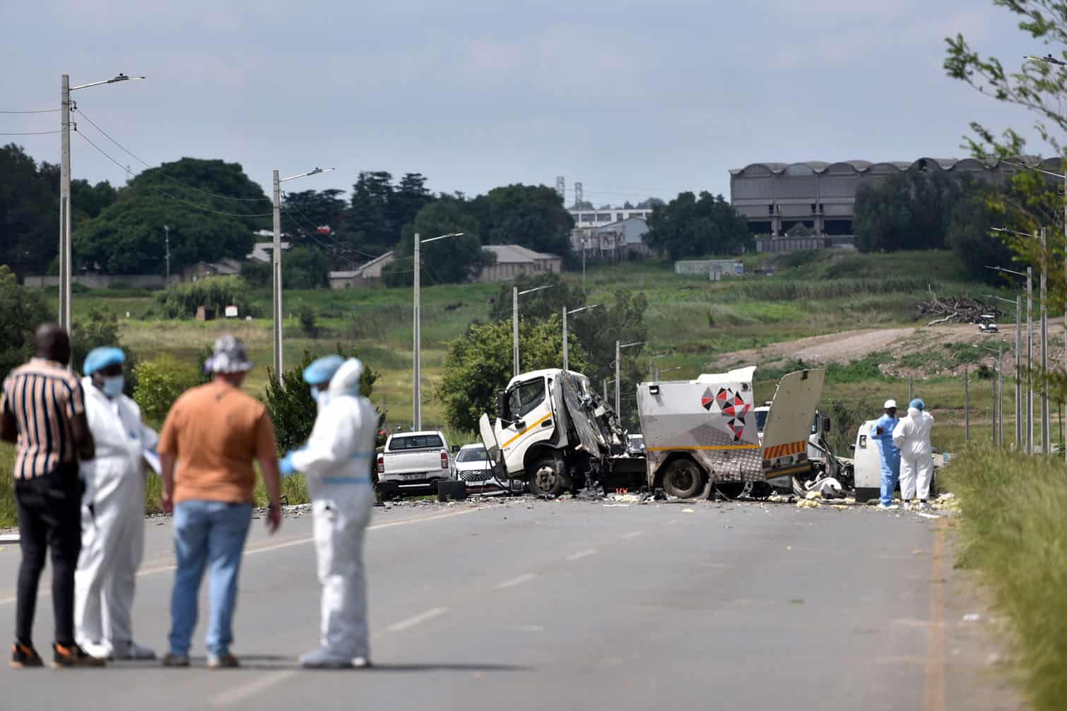 Bombed cash heist vehicle