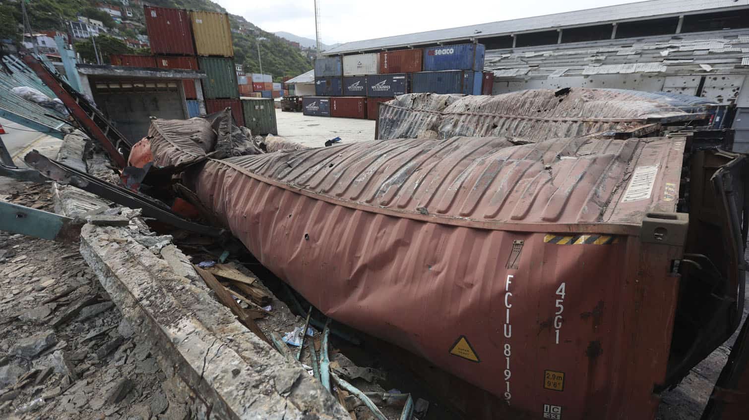 Picture showing damages to the port of La Guaira, Venezuela