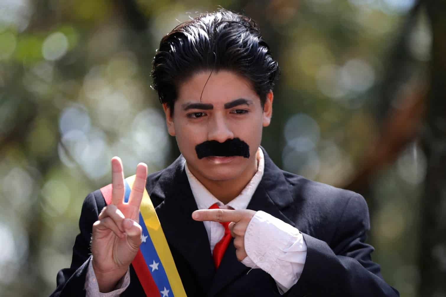 A man disguised as ousted Venezuelan President Nicolas Maduro